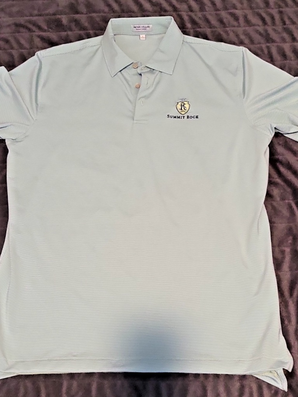 Peter Millar Summer Comfort Golf Polo Men’s Large Blue Aqua Green Summit Rock